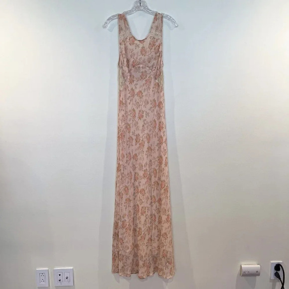 Hansen & Gretel Cream Floral Lace Bohemian Classic Girly Slip Maxi Dress Medium - Picture 5 of 10